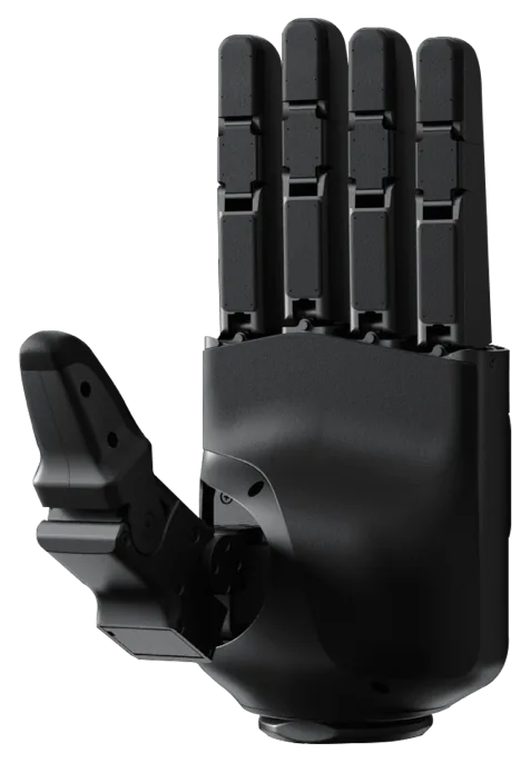 Mano Unitree Dex5-1 de cinco dedos, negra, con dedos segmentados