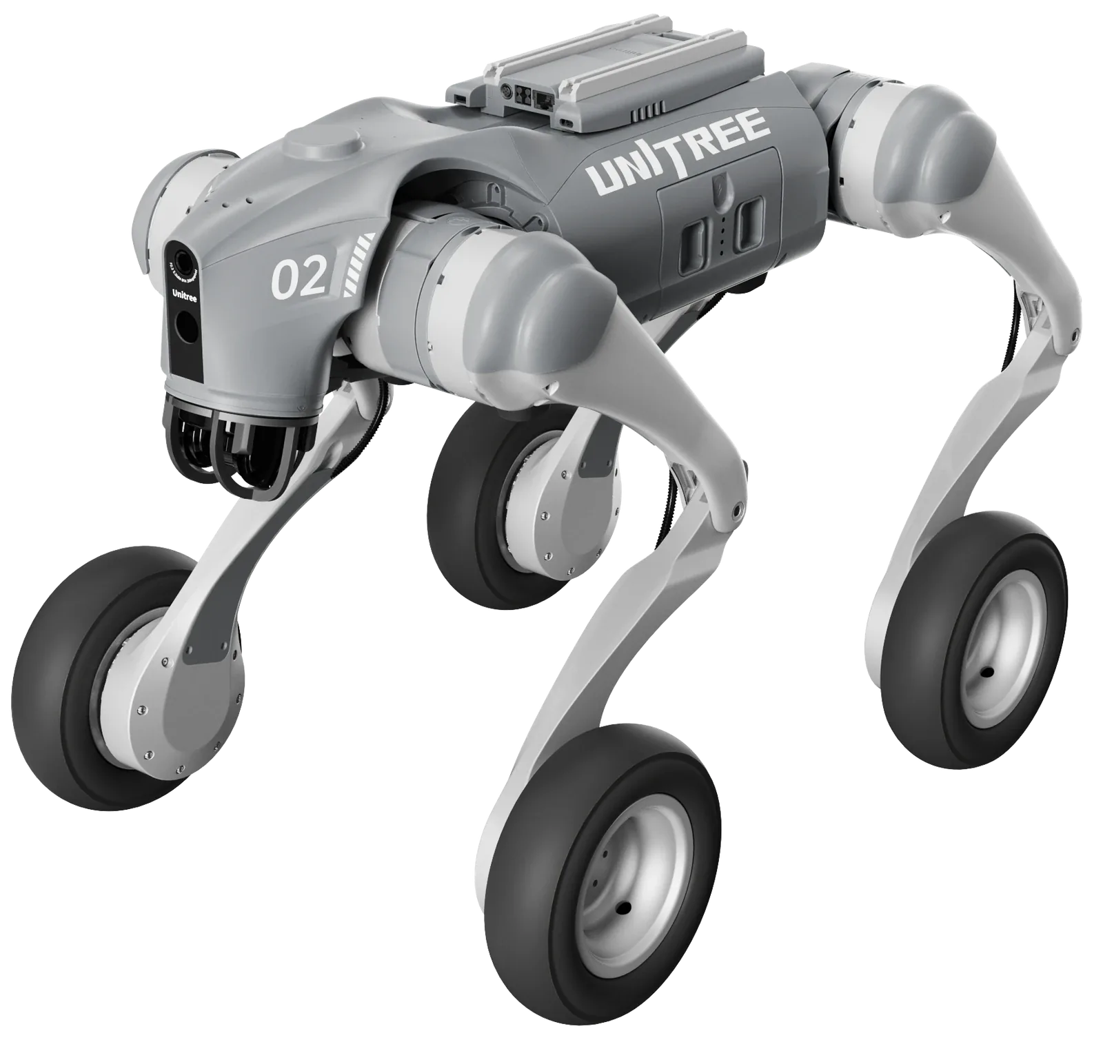Unitree GO2-W con cuatro ruedas en sus patas articuladas